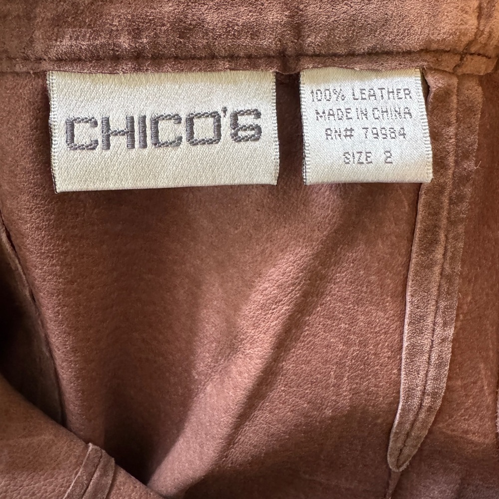 Chico's Tan Leather fringe skirt size 2 or us12